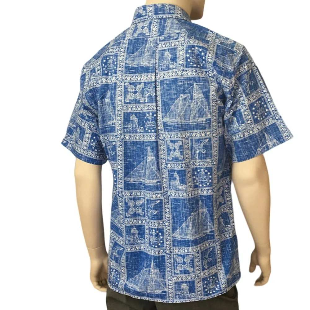 REYN Spooner Authentic Vintage Hawaiian Shirt Top Tiki Nautical Theme NWOT - Picture 4 of 11
